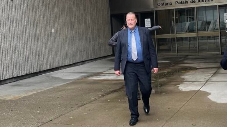 Former Woodstock, Ont., mayor Trevor Birtch on trial for sexual assault pictured leaving London court on May 28. 2024.