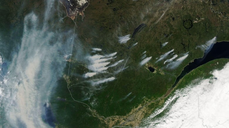 Smoke visible in satellite image of Quebec