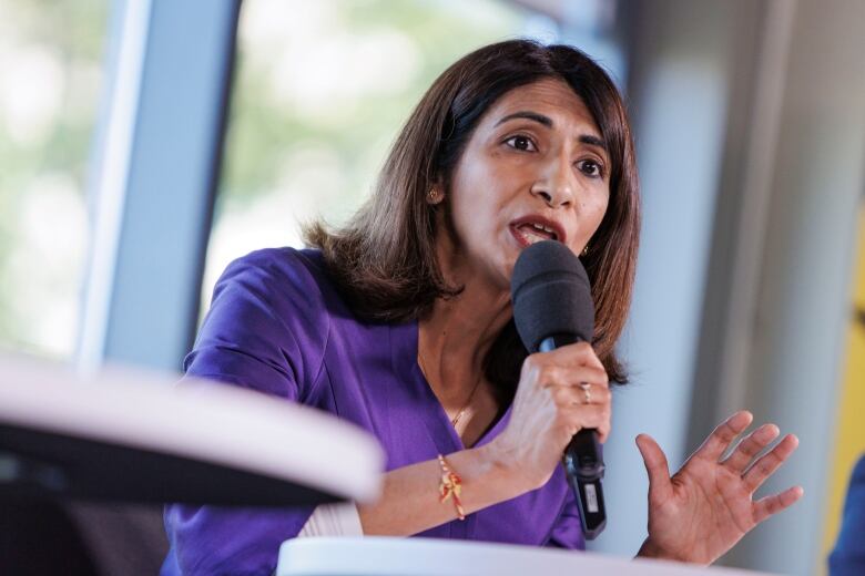 Mississauga mayoral candidate Dipika Damerla is pictured at a debate on May 30, 2024.