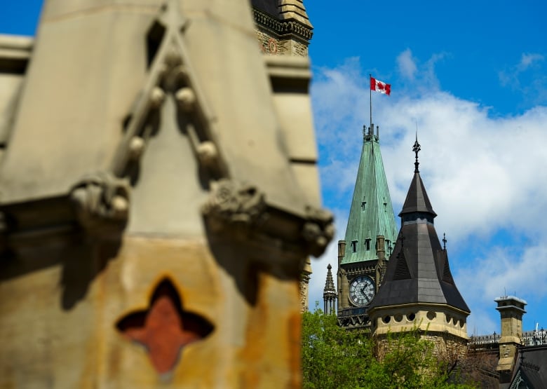 A view of the Peace Tower on Parliament Hill is seen in this May 2024 image.