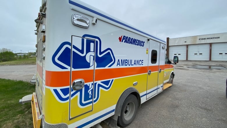 an ambulance sits outside the fire department in thompson.