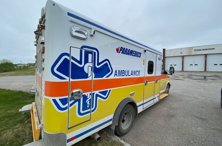 an ambulance sits outside the fire department in thompson.