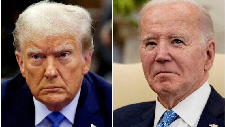 Pictures of Trump and Biden