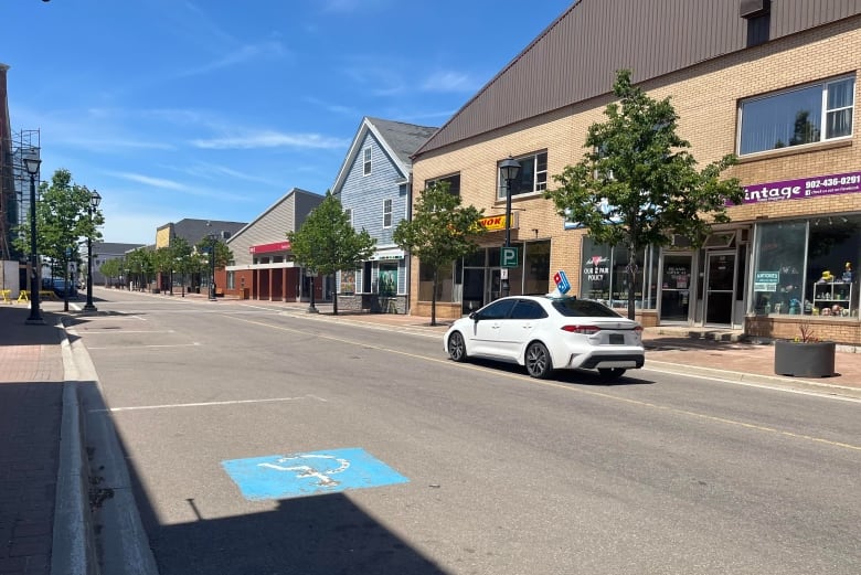 A shot of the empty main street of downtown Summerside.