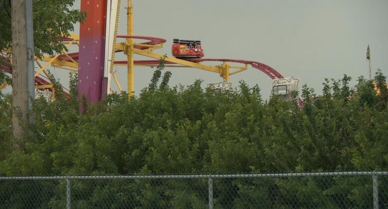 An amusement ride is seen.