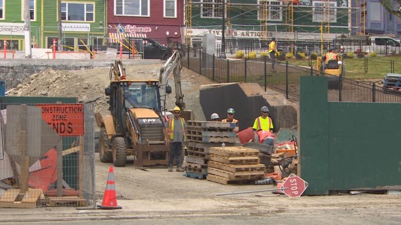 a construction scene adjacent to the war memorial in St. John's.