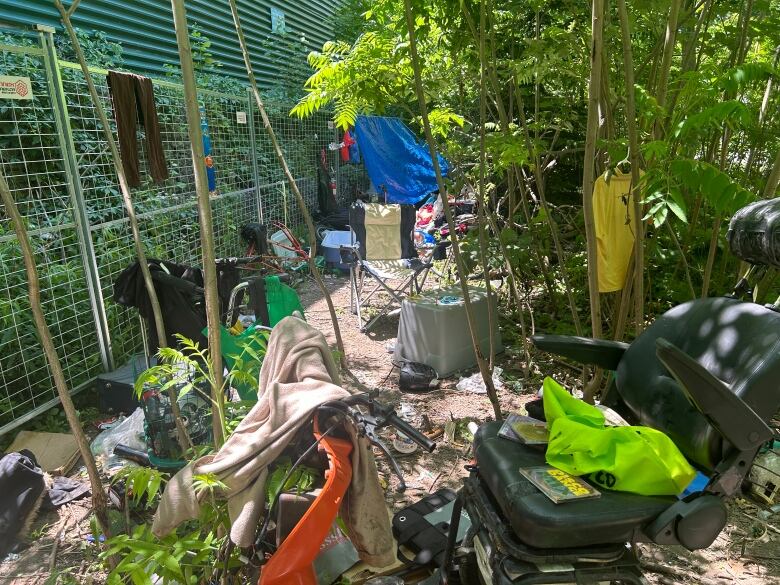 Part of a garbage pile that's sitting across the street from Coronation Park on Judson Street. Three weeks ago, the city hauled away about three tonnes of garbage from the site.