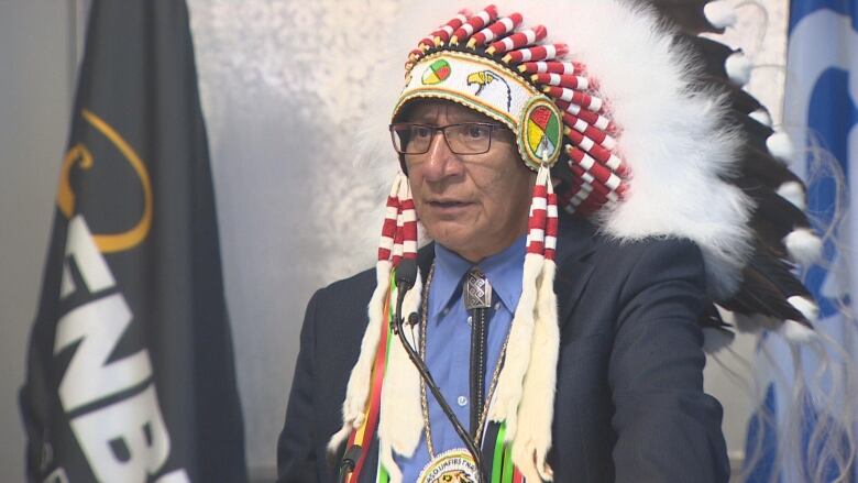 On Monday,Pasqua First Nation's chief Matthew Peigan spoke at a press conference about the Seven Stars Energy project.