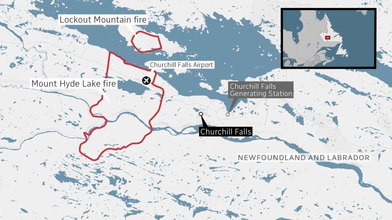 Image of Churchill Falls area map.