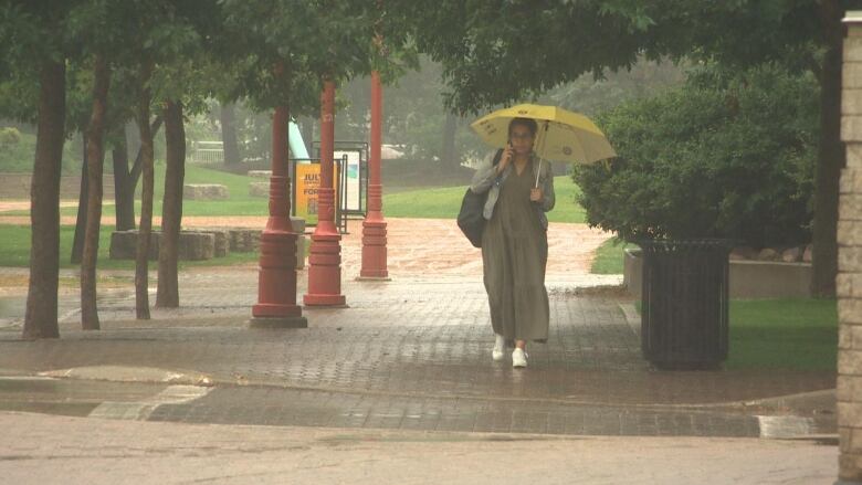 A woman with an umbrella