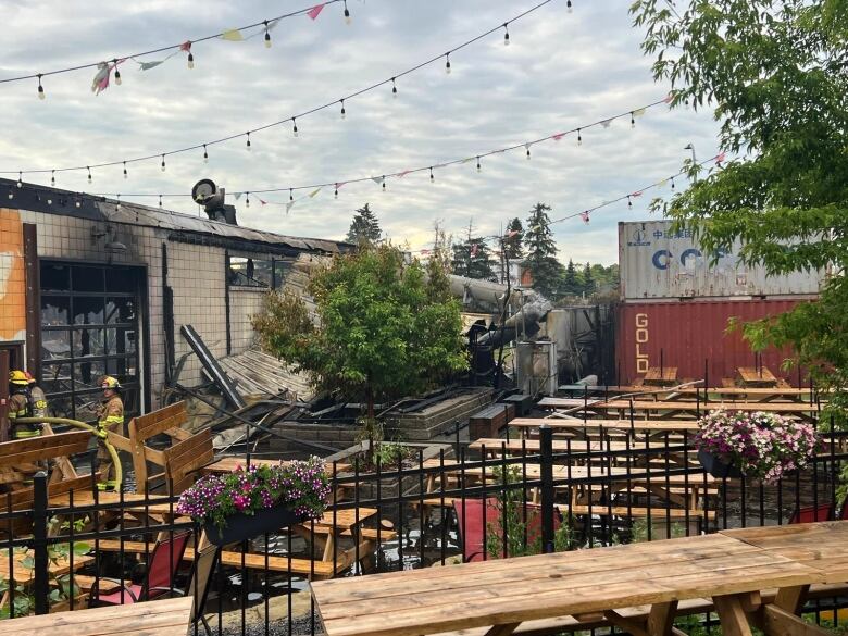 A photo of a destroyed building. 