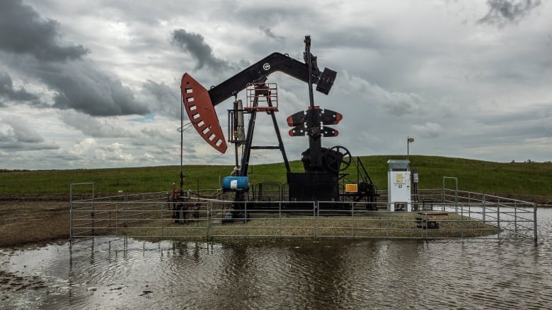 A pump jack is shown near Stoughton, Sask. 