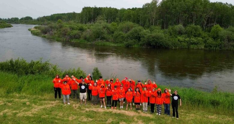 A group photo of youth who went to an entrepreneur camp on Flying Dust First Nation