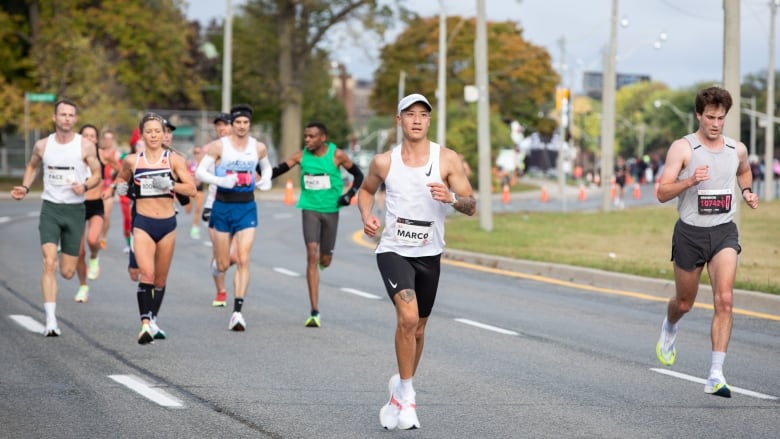 A group of runners are pictured during the Toronto Marathon.