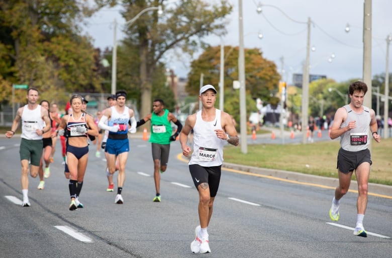 A group of runners are pictured during the Toronto Marathon.