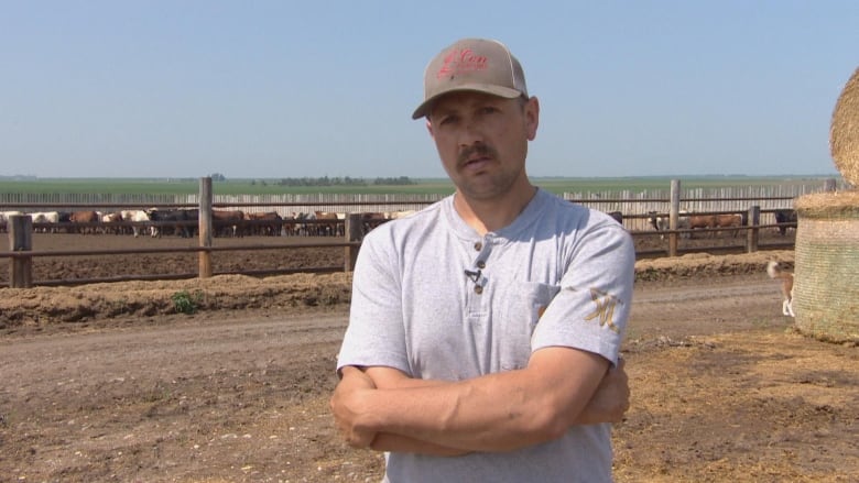 Darren Kress, a third-generation farmer, on his 5,000 acre mixed grain and cattle farm near Odessa, Sask,  