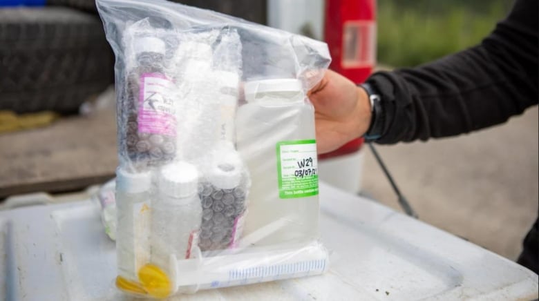 Haggart Creek water samples gathered by Na-Cho Nyk Dun First Nation gathered on July 3. 