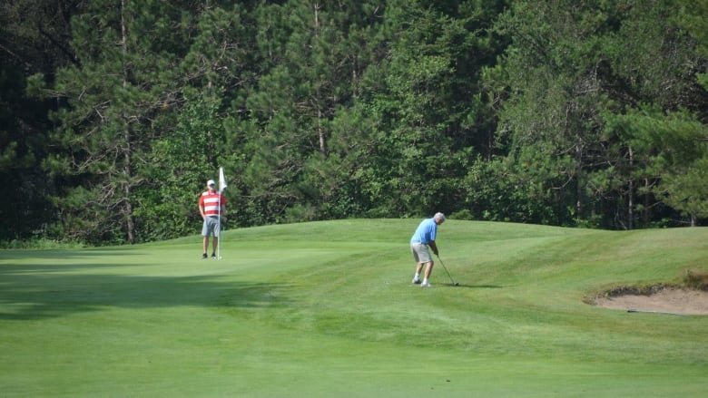 Two golfers on a golf course