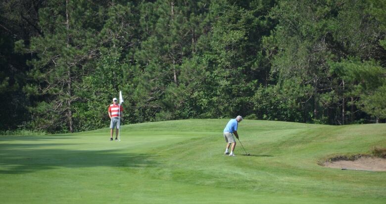 Two golfers on a golf course