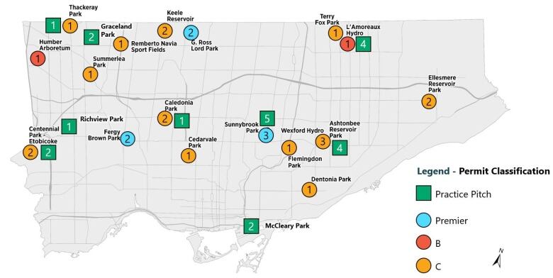 Map of cricket location in Toronto. 