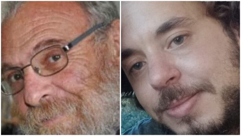 head shots of two men, one older man with beard and younger man with beard.