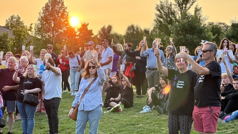 Community members gathered at Ed Blake Park for a candlelight vigil to honour Breanna Broadfoot, organized by her family. The 17-year-old died last week after a stabbing that police have linked to intimate partner violence.