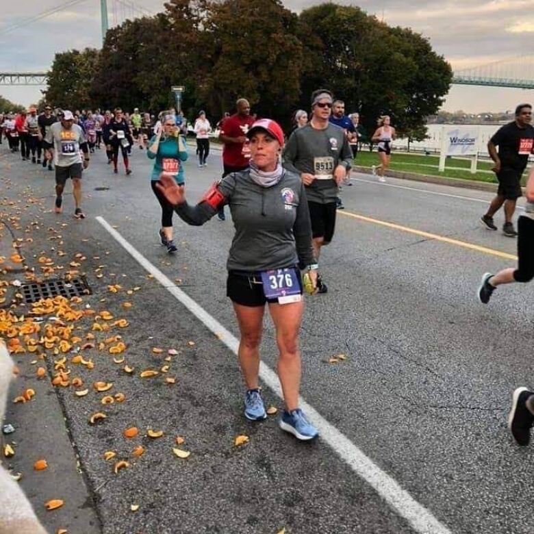 Runners running in the Detroit Free Press Marathon in one of their earlier races.