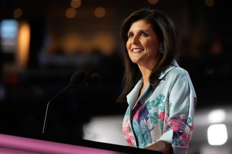 Former U.N. Ambassador Nikki Haley speaks during the Republican National Convention Tuesday, July 16, 2024.