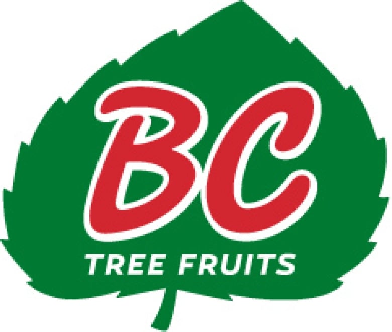 A photo of a green leaf logo with BC in big letters and tree fruits in smaller letters underneath.