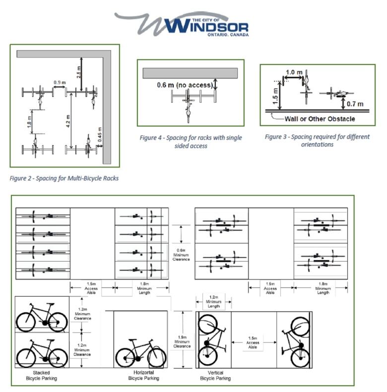 A diagram for bike rack specs.