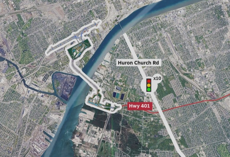 Map shows new Gordie Howe crossing between the US and Canada