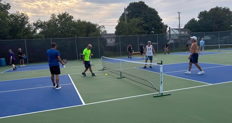 Pickleball players enjoying the new Hillsborough Park courts.