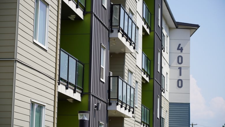 An image of balconies of a four storey apartment building 