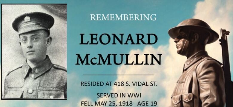 Leonard McMullin is one of many fallen soldiers being remembered and honoured with the Sarnia War Remembrance Sign Project.