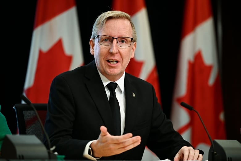 Dominic Cardy, interim leader of the Canadian Future Party, speaks at a news conference launching the new federal party at the National Press Theatre in Ottawa, on Wednesday, Aug. 14, 2024.