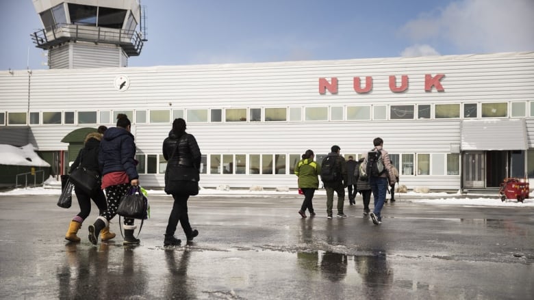 People enter Nuuk Airport