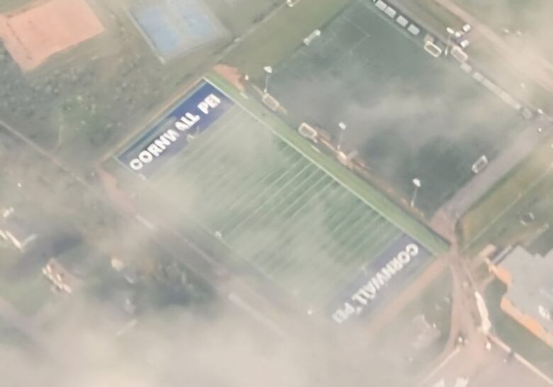 Aerial shot of new football field.