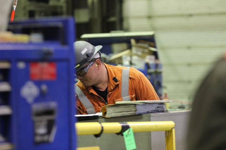 A man in a safety vest working.