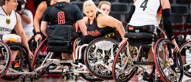 A shot of wheelchair basketball players