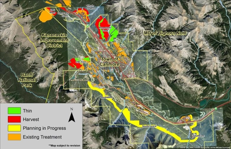 A draft plan for a new fireguard in the Bow Valley in Alberta.