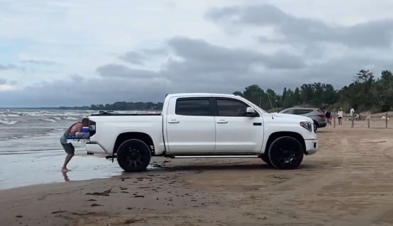 Vehicles are currently allowed to drive and park on West Ipperwash beach, a practice the head of the local property association said most of its members are against. 