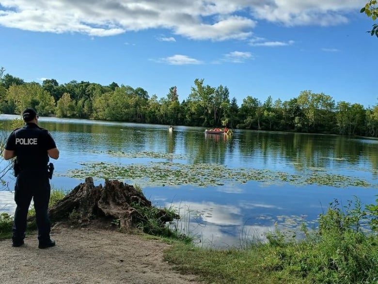 St. Thomas, Ont. police are asking the public to stay away from the Lake Margaret area Labour Day Monday, as emergency crews search for a missing person last seen going under water after their canoe tipped. 