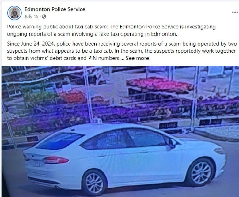 A Facebook post by the Edmonton Police. 