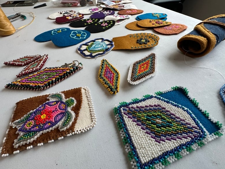 Beaded card holders and keychains.