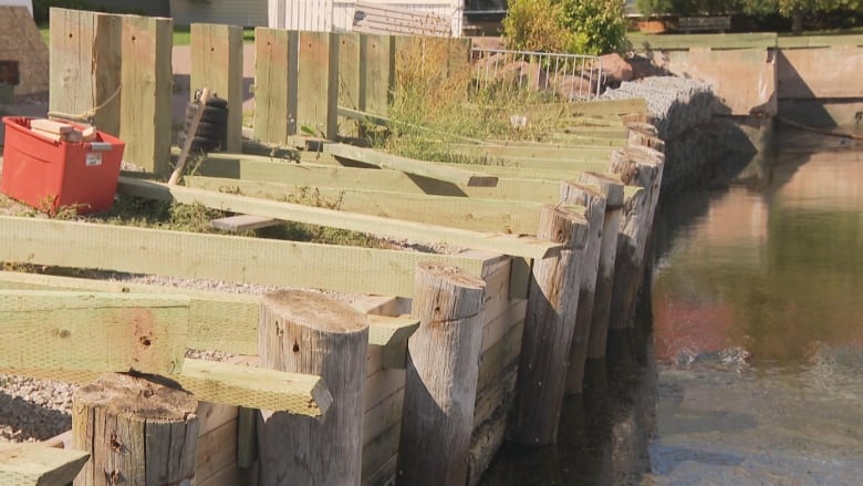 A crumbling seawall in Charlottetown.