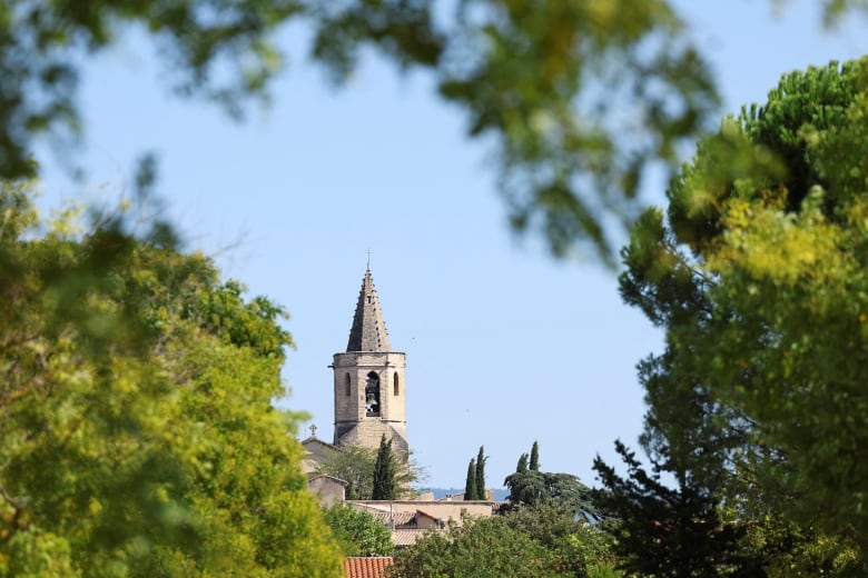 A landscape shot of a medieval  church