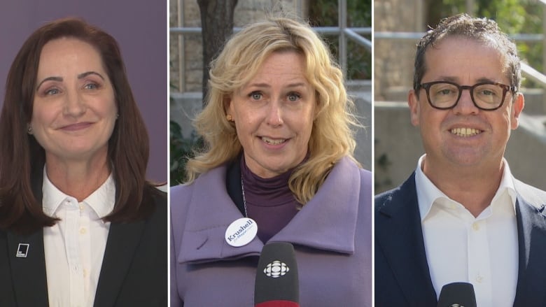 A split image shows the headshots of three people.