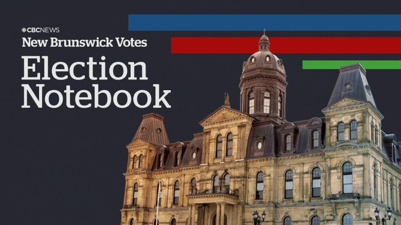 A graphic with a charcoal-coloured background. A cutout of a legislative building is to the right. Above it, there are three lines in blue, red and green. To the left of the graphic, in white font, it says 