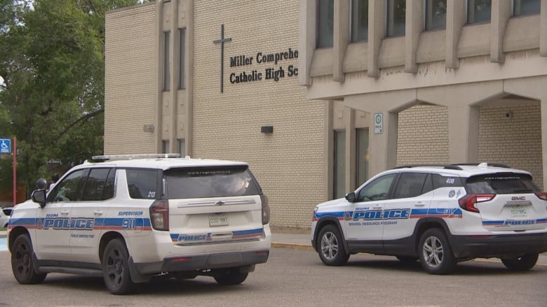 Police cars at a Regina high school.