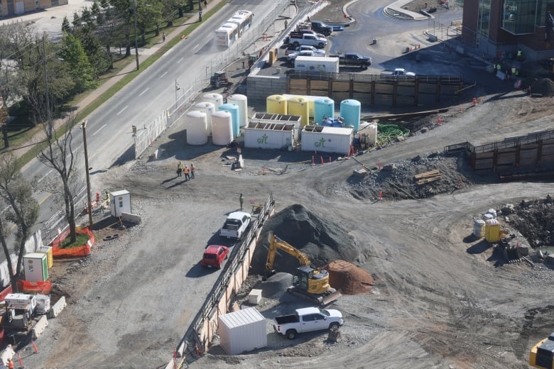 Looking down on a construction site.